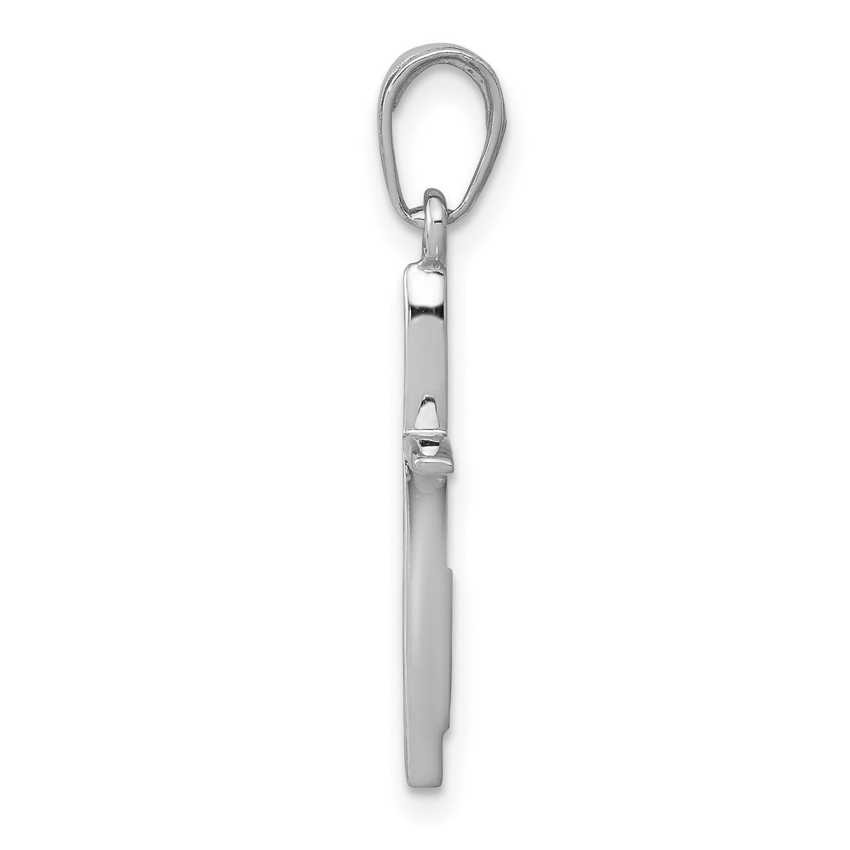 14k White Gold Cross Pendant, Polished Tapered Design, Slender Modern Style for Men and Women