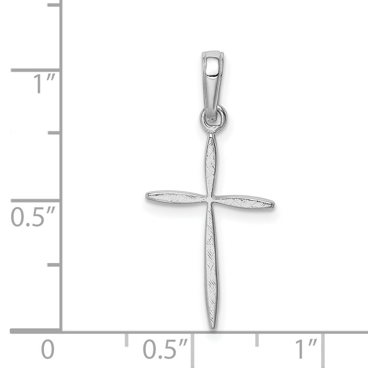 14k White Gold Cross Pendant, Polished Tapered Design, Slender Modern Style for Men and Women