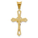 With Rhodium Passion Crucifix Charm Pendant in Real 14k Multi-Tone Gold