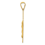 14k Yellow Gold Crucifix Cross Pendant with Satin Finish Featuring Jesus Design