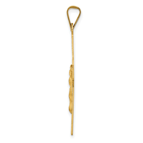 14k Yellow Gold Crucifix Pendant with Christ Figure, High Polish Satin Finish Spiritual Jewelry
