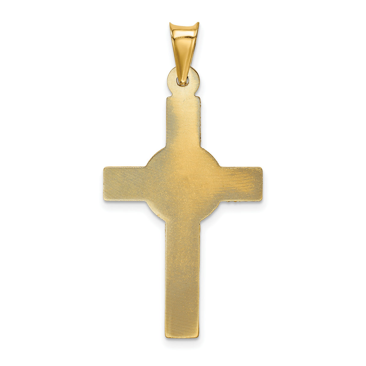 14k Yellow Gold Crucifix Pendant with Christ Figure, High Polish Satin Finish Spiritual Jewelry