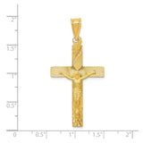 14k Yellow Gold Crucifix Pendant with Satin Finish and High Polish Detail