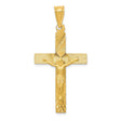 14k Yellow Gold Crucifix Pendant with Satin Finish and High Polish Detail