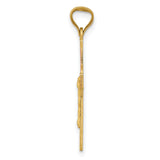 With Rhodium Latin Crucifix Charm Pendant in Real 14k Multi-Tone Gold