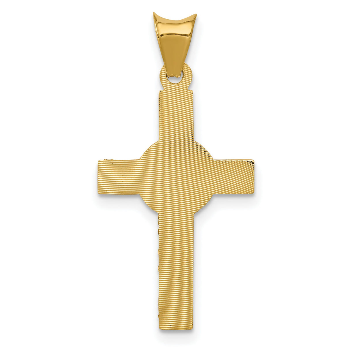 With Rhodium Latin Crucifix Charm Pendant in Real 14k Multi-Tone Gold