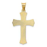 14k Yellow Gold Crucifix Pendant with Satin Polished Cross and Jesus Medallion