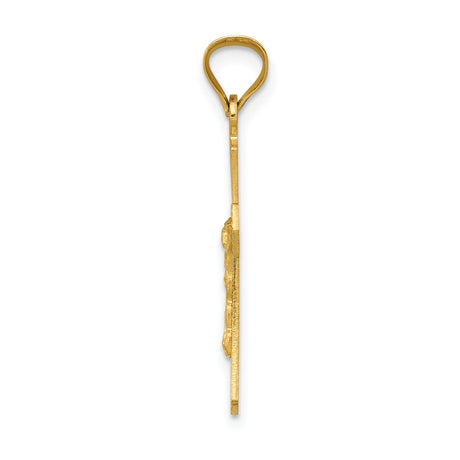 14k Yellow Gold Crucifix Pendant with Jesus Figure, Polished Satin Finish Religious Charm