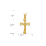14k Yellow Gold Crucifix Pendant with Jesus Figure, Polished Satin Finish Religious Charm