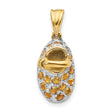 Prong-Set November Citrine Baby Shoe 15x10 mm 2.4 gr Charm Pendant in Real 14k Multi-Tone Gold