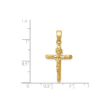 14k Yellow Gold Crucifix Pendant with INRI Inscription and Christ Figure