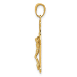 14k Yellow Gold Crucifix Cross Pendant with Patonce Passion Jesus Design