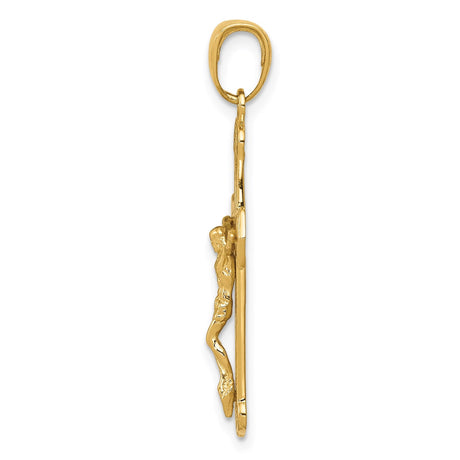 14k Yellow Gold Crucifix Cross Pendant with Patonce Passion Jesus Design