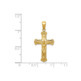 14k Yellow Gold Crucifix Cross Pendant with Patonce Passion Jesus Design
