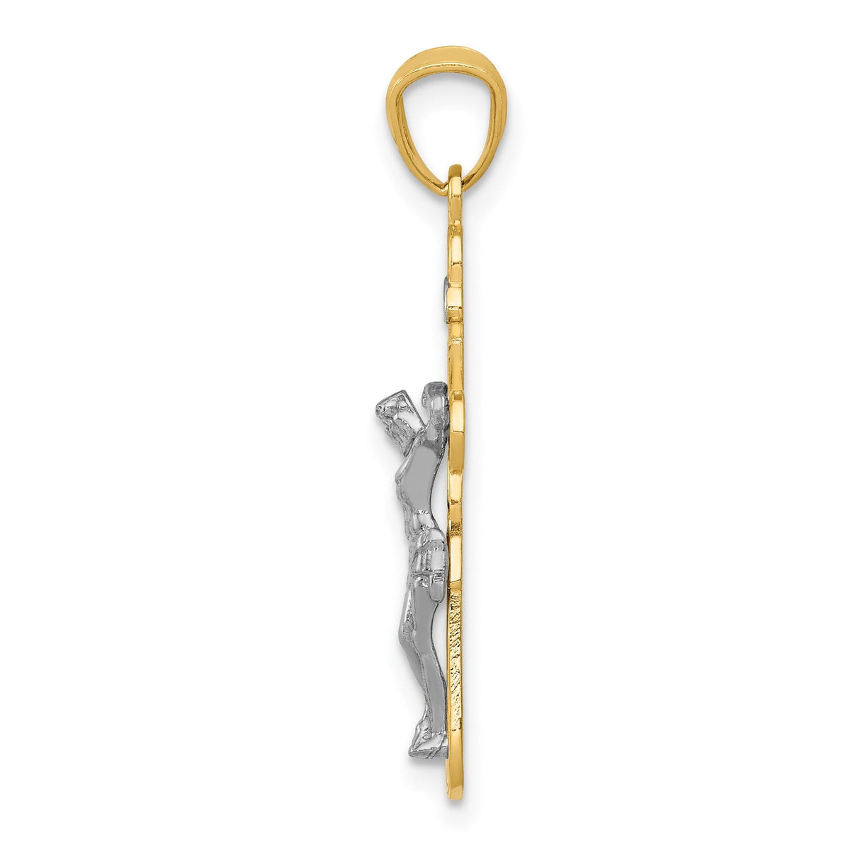 Passion Crucifix Charm Pendant in Real 14k Multi-Tone Gold