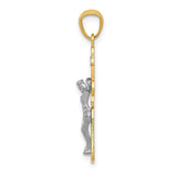 Passion Crucifix Charm Pendant in Real 14k Multi-Tone Gold