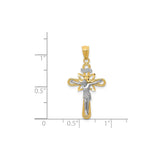 Passion Crucifix Charm Pendant in Real 14k Multi-Tone Gold