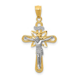 Passion Crucifix Charm Pendant in Real 14k Multi-Tone Gold
