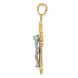 Polished Crucifix Charm Pendant in Real 14k Multi-Tone Gold