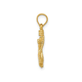 14k Yellow Gold Crucifix Anchor Pendant with Rope Detailing, Nautical Religious Charm