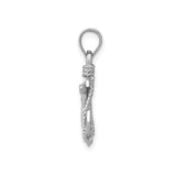 14k White Gold Crucifix Cross Pendant with Anchor and Rope Design