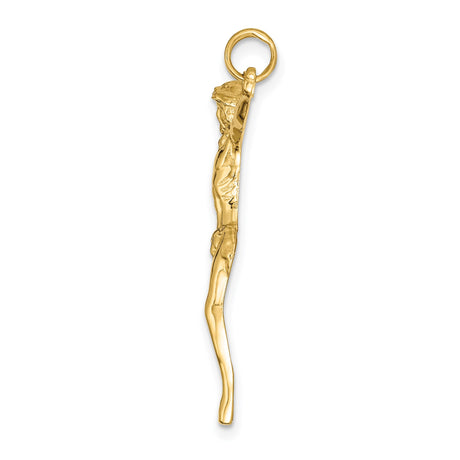 14k Yellow Gold Crucifix Pendant with Jesus on the Cross, Catholic Christian Jewelry for Men or Women