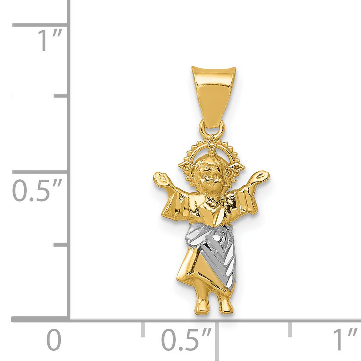 Polished Baby Jesus Charm Pendant in Real 14k Multi-Tone Gold