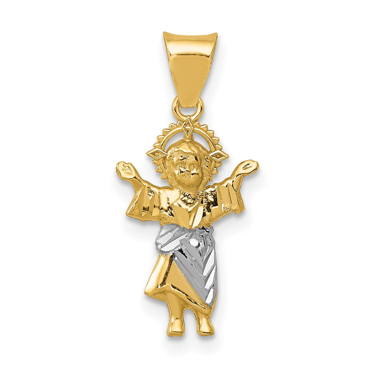 Polished Baby Jesus Charm Pendant in Real 14k Multi-Tone Gold