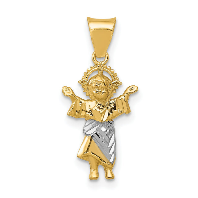 Polished Baby Jesus Charm Pendant in Real 14k Multi-Tone Gold