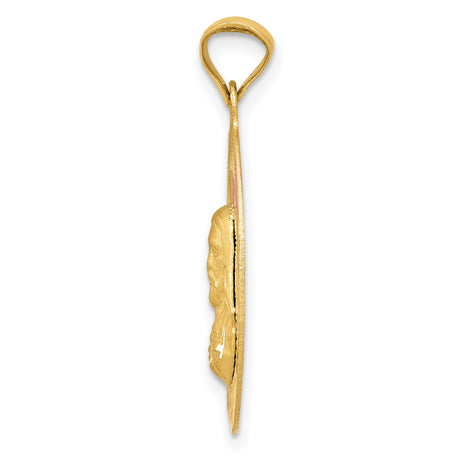 14k Tri Color Gold Oval Jesus Christ Pendant with Radiant Halo Accents