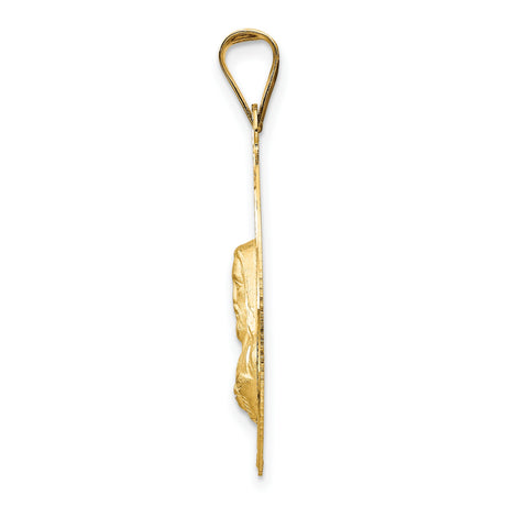 14k Tri-Tone Gold Sacred Heart Oval Pendant with Rhodium Accents, Christian Religious Medal