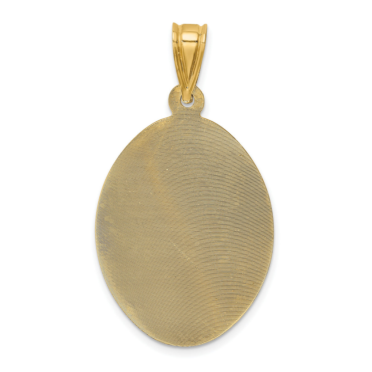 Polished Sagrado Corazon de Jesus Oval Medal Charm Pendant in Real 14k Yellow Gold