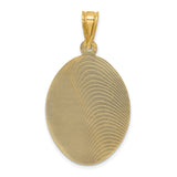 Polished Sagrado Corazon de Jesus Oval Medal Charm Pendant in Real 14k Yellow Gold