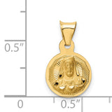 Polished Sagrado Corazon de Jesus Round Medal Charm Pendant in Real 14k Yellow Gold