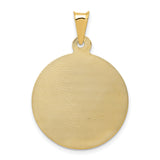 Polished Sagrado Corazon de Jesus Round Medal Charm Pendant in Real 14k Yellow Gold