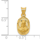 Polished Sagrado Corazon de Jesus Oval Medal Charm Pendant in Real 14k Yellow Gold