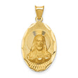 Polished Sagrado Corazon de Jesus Oval Medal Charm Pendant in Real 14k Yellow Gold