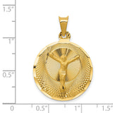 Polished Corpus Crucified Body of Christ Round Charm Pendant in Real 14k Yellow Gold