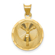 Polished Corpus Crucified Body of Christ Round Charm Pendant in Real 14k Yellow Gold