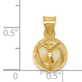 Polished Corpus Crucified Body of Christ Round Charm Pendant in Real 14k Yellow Gold