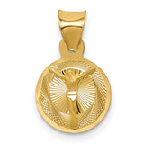 Polished Corpus Crucified Body of Christ Round Charm Pendant in Real 14k Yellow Gold