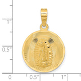 Polished Our Lady of Guadalupe Round Charm Pendant in Real 14k Yellow Gold