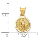 Polished Our Lady of Guadalupe Round Charm Pendant in Real 14k Yellow Gold