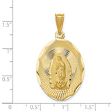 Polished Our Lady of Guadalupe Oval Charm Pendant in Real 14k Yellow Gold