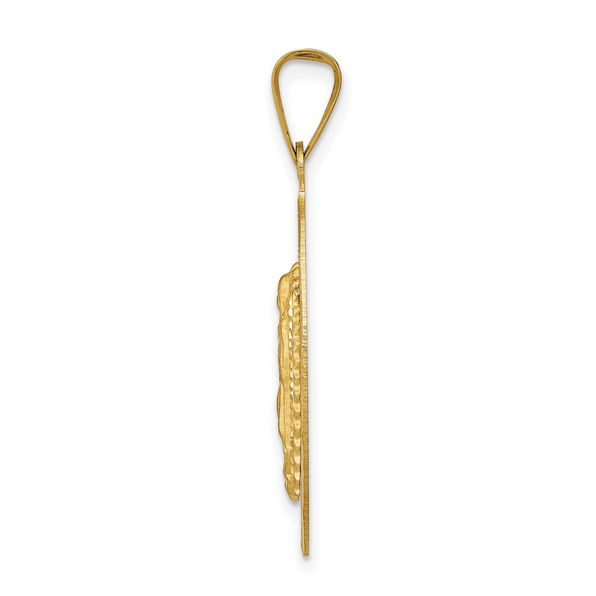 Polished Our Lady of Guadalupe Oval Charm Pendant in Real 14k Multi-Tone Gold