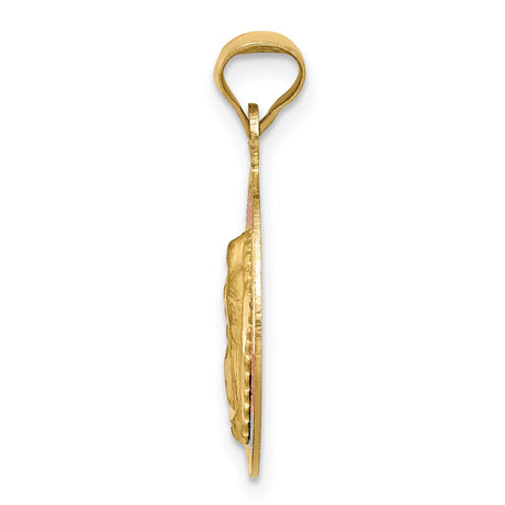 14k Tri-Color Gold Pendant with Rhodium Accents, Our Lady of Guadalupe Medallion