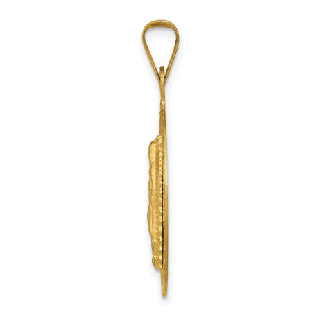 14k Tri-Color Gold Round Pendant Featuring Our Lady Guadalupe Medallion with Rhodium Finish