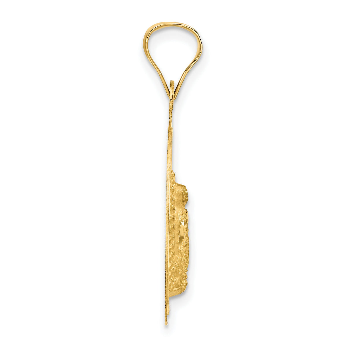 Polished Our Lady of Guadalupe Round Charm Pendant in Real 14k Multi-Tone Gold