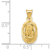 Polished Our Lady of Guadalupe Oval Charm Pendant in Real 14k Yellow Gold