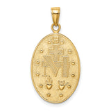 Miraculous Medal Our Lady of Graces with Words Oval Charm Pendant in Real 14k Yellow Gold